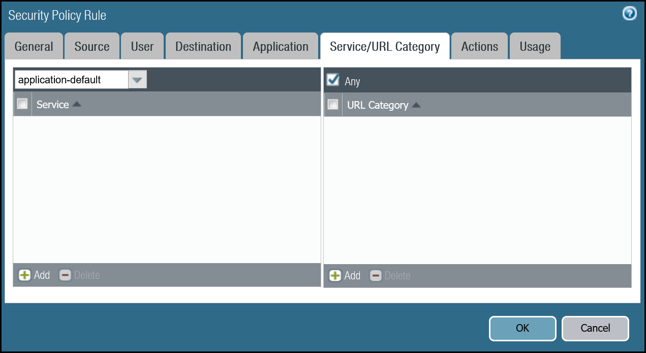 Bidirectioanl Health Check Rule - Service/URL Category